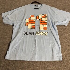 Sean John Shirt Mens 2XL Blue Graphic Stay Focused Build Your World Tee